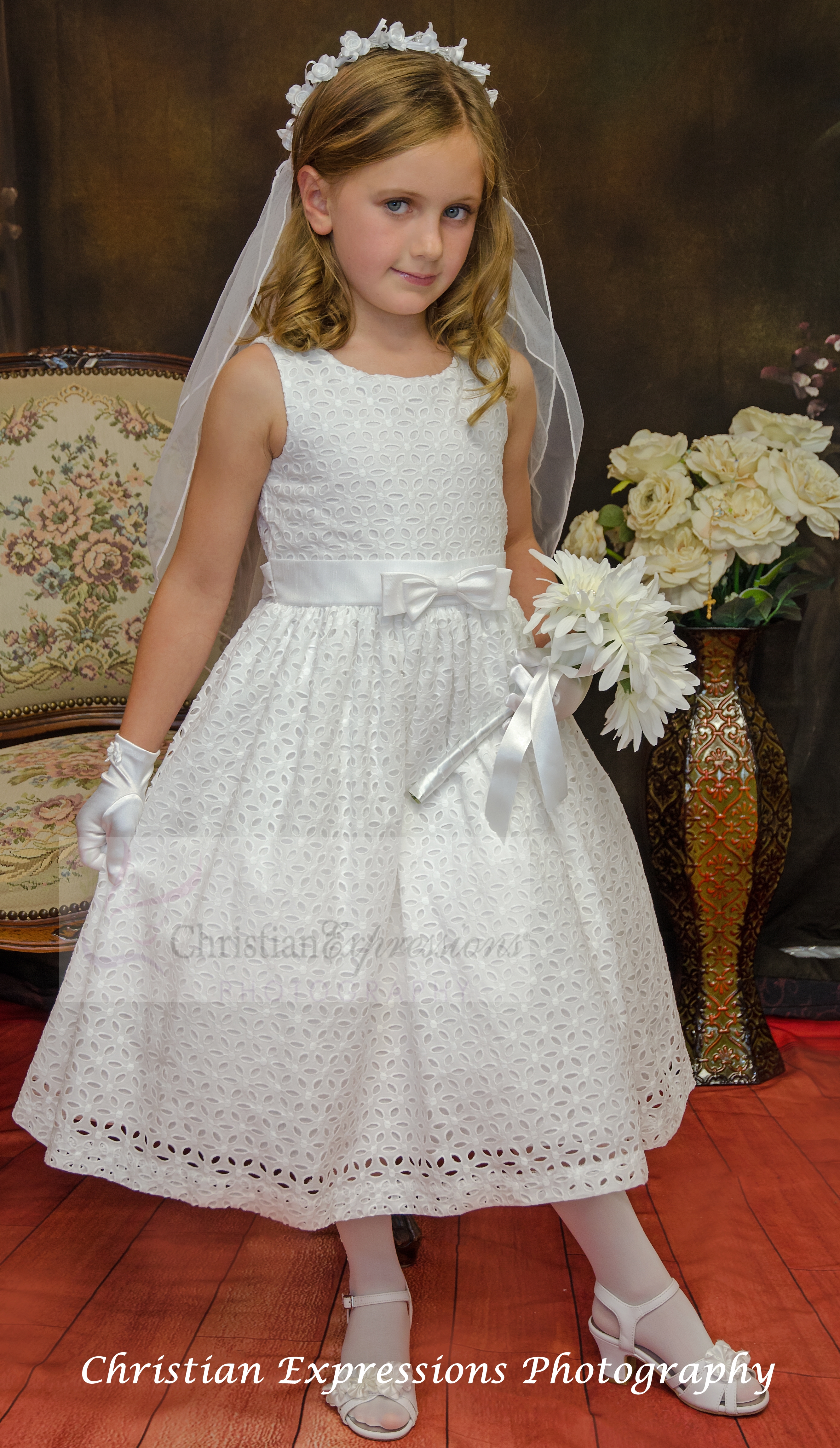 white dress for girl first communion
