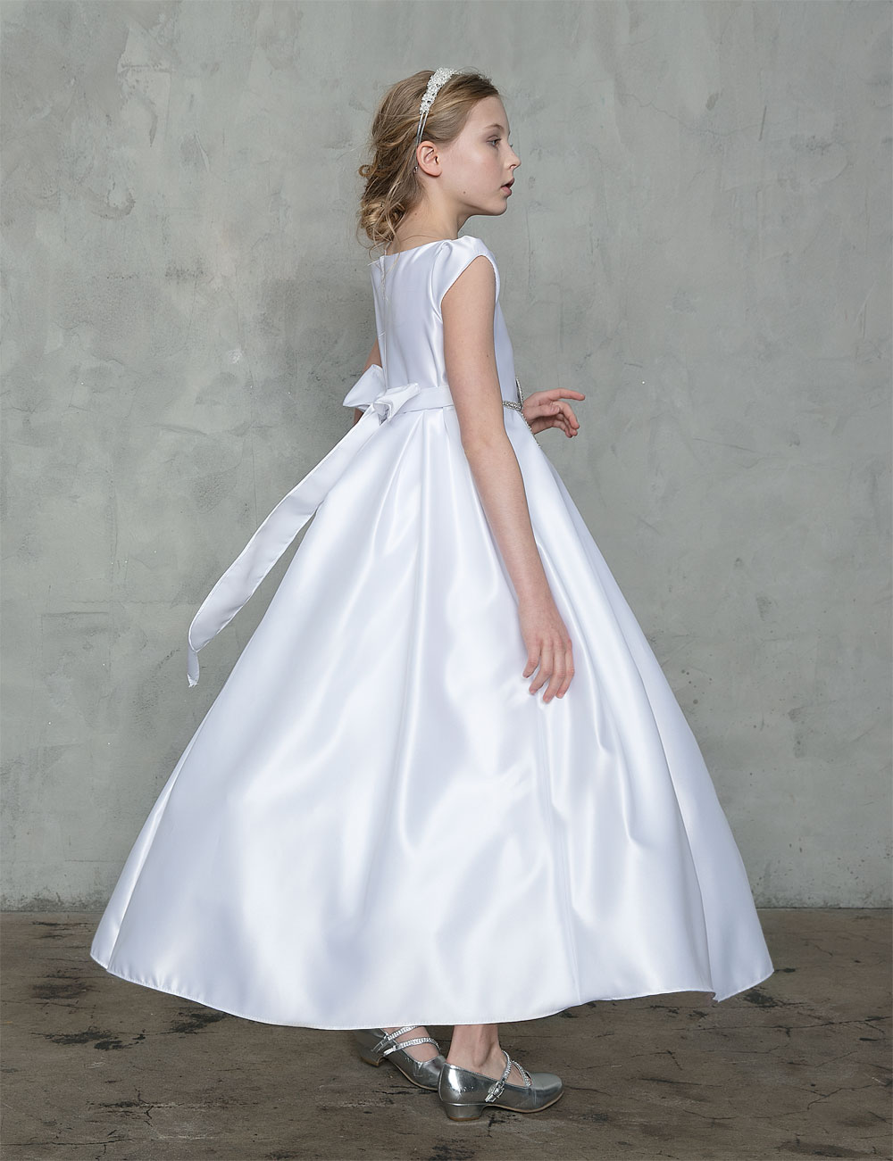 Buy Satin First Holy Communion Gowns Long Length Girls First