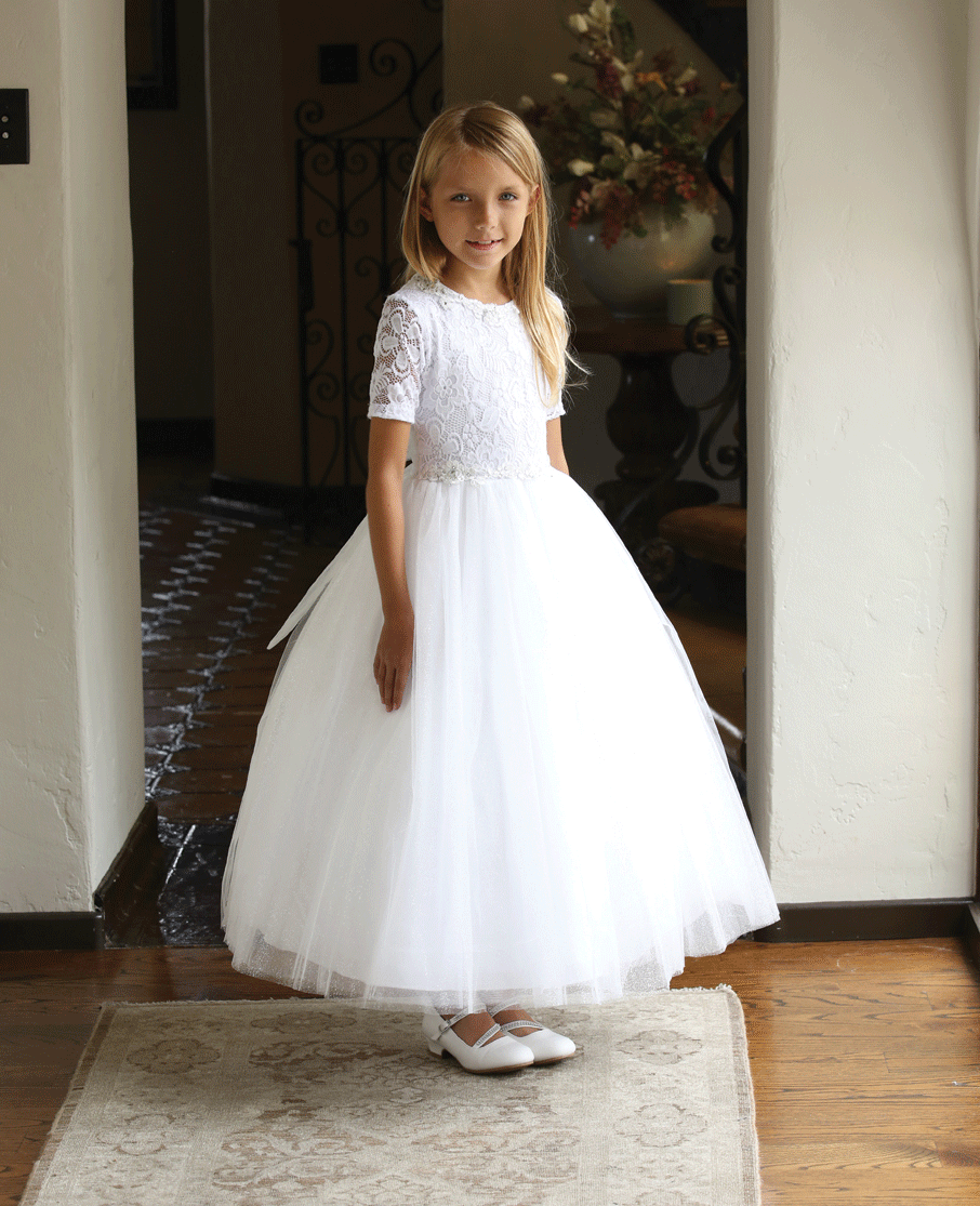 Lace First Communion Dress With Lace Sleeves For 2020 